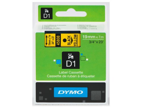 Fita dymo preto amarelo 9 mm x 7 mt d1 , Dymo , 59400 , 5411313409186